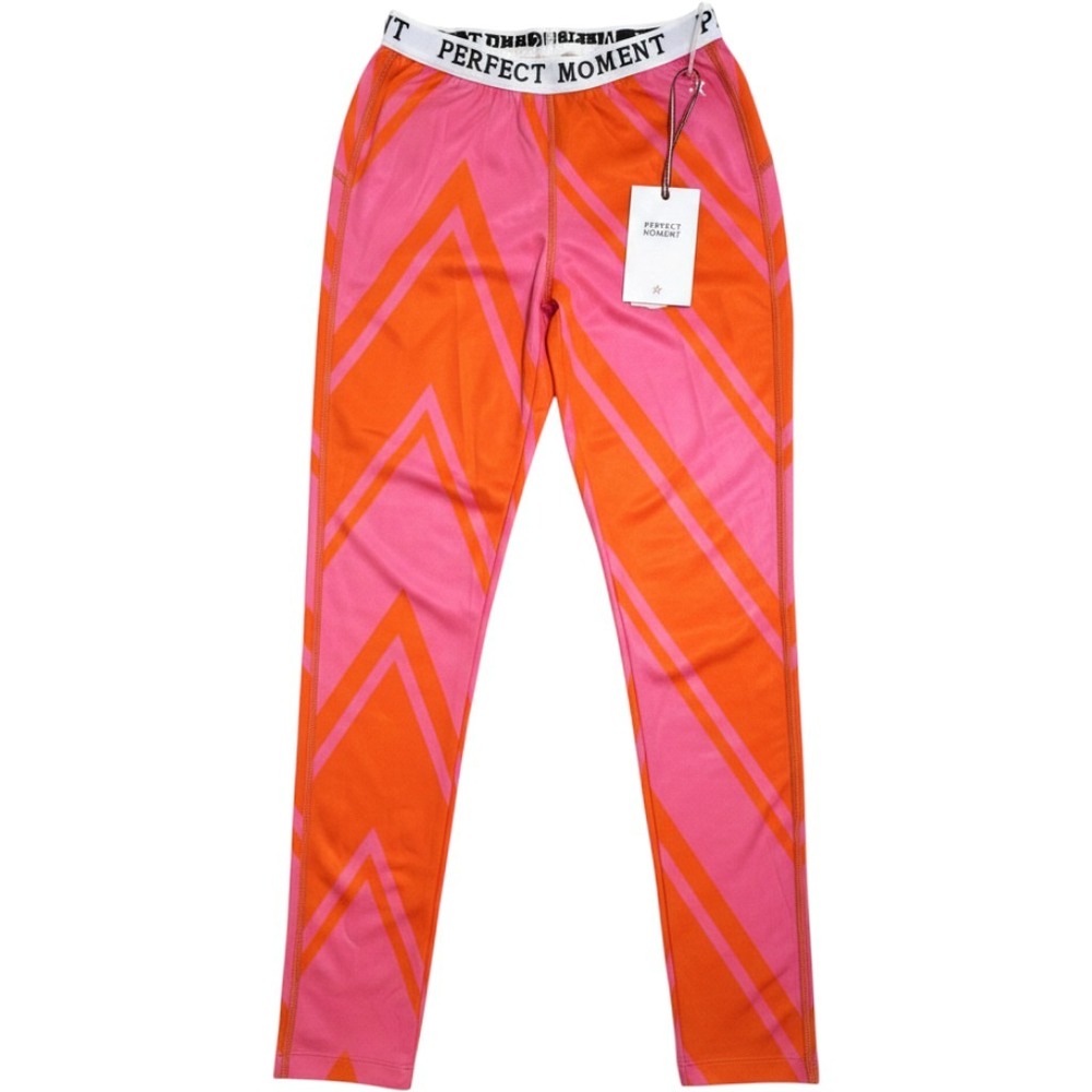 Perfect Moment Womens Chevron Thermal Leggings Pink Orange Base Layer Size S NEW
